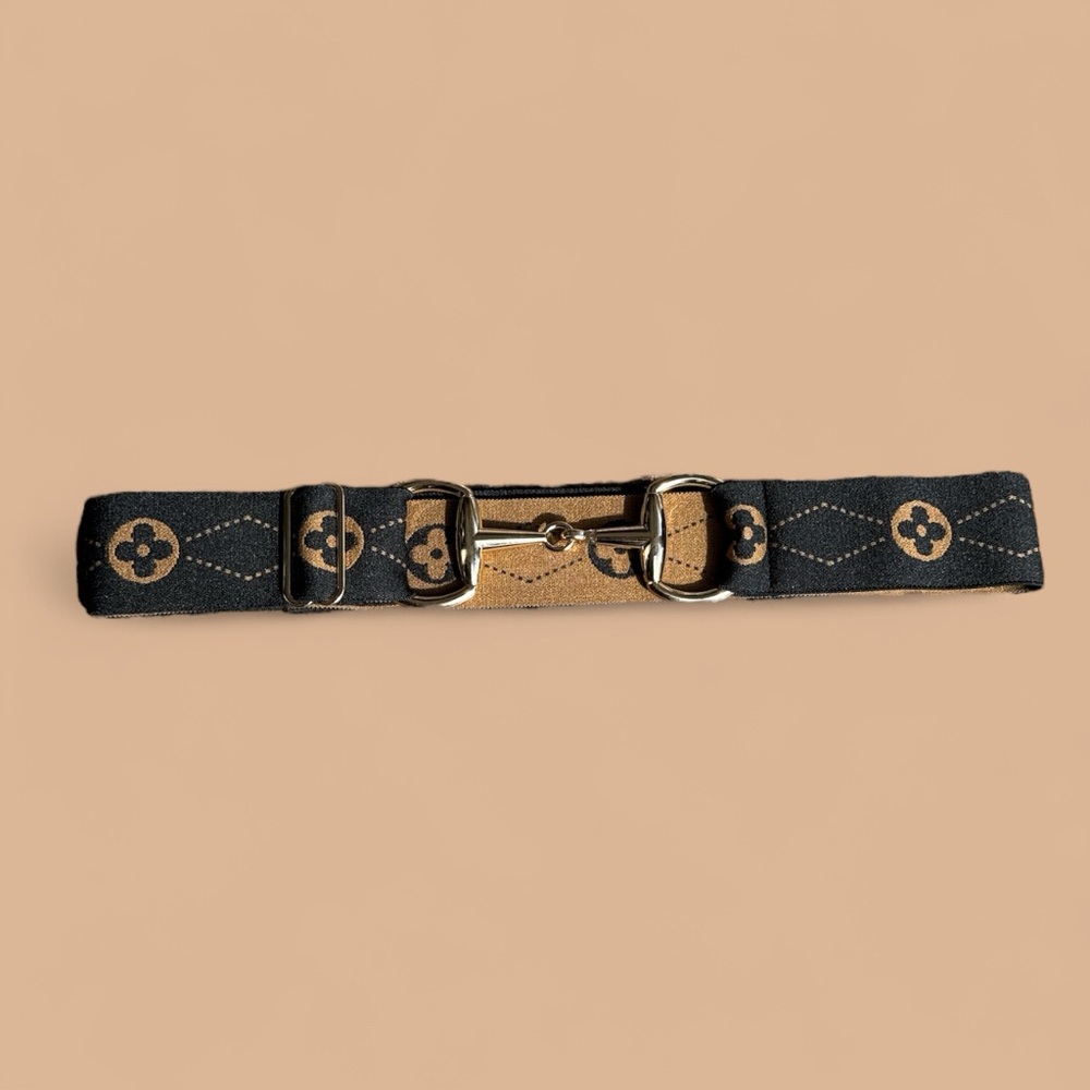 New Luxequine Brown & Tan Adjustable Women's Belt w/ Gold snaffle buckle